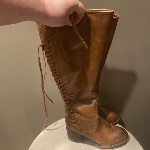 Women's ETC Knee High Boots Tie In Back Size 7/8M - Picture 5 of 7